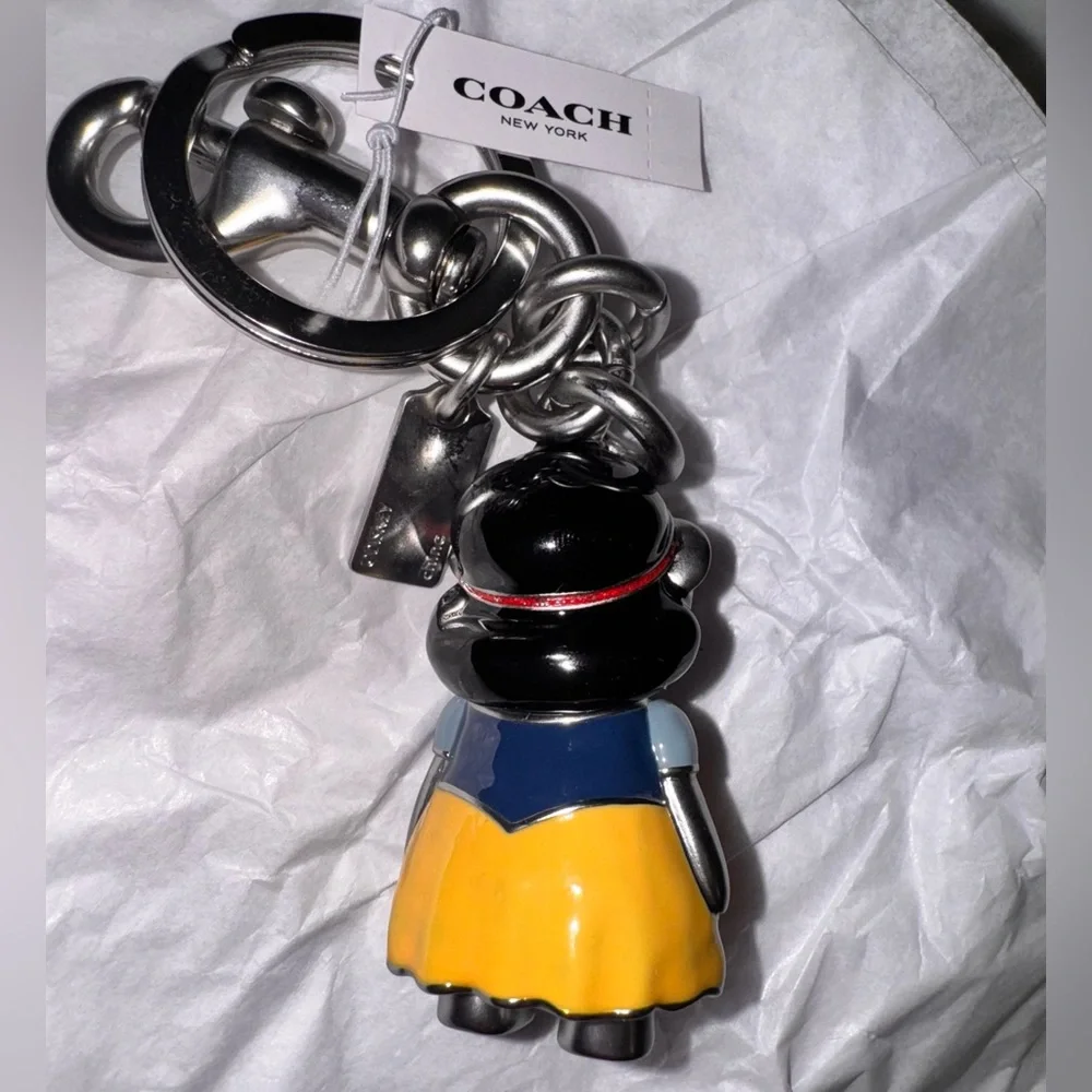 Coach Disney Princess Snow White Bear Keychain bag-charm Silver - NWT